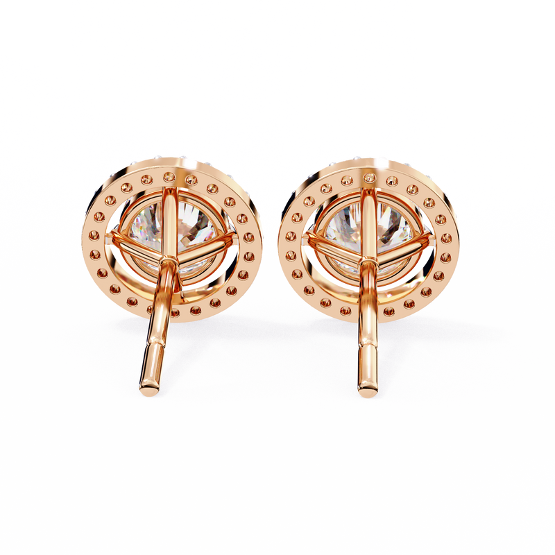 14K White Gold IGI Certified Round Diamond Halo Earrings, D-E Color, VVS/VS Clarity