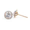 14K White Gold IGI Certified Round Diamond Halo Earrings, D-E Color, VVS/VS Clarity