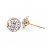 14K White Gold IGI Certified Round Diamond Halo Earrings, D-E Color, VVS/VS Clarity