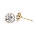 14K White Gold IGI Certified Round Diamond Halo Earrings, D-E Color, VVS/VS Clarity