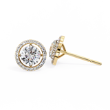14K White Gold IGI Certified Round Diamond Halo Earrings, D-E Color, VVS/VS Clarity