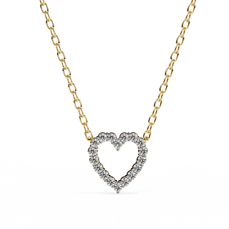 14K White Gold IGI Certified Round Heart Diamond Pendant – D-E Color, VVS–VS Clarity, Rabbit Ear Bail