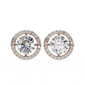 14K White Gold IGI Certified Round Diamond Halo Earrings, D-E Color, VVS/VS Clarity