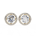 14K White Gold IGI Certified Round Diamond Halo Earrings, D-E Color, VVS/VS Clarity