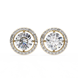 14K White Gold IGI Certified Round Diamond Halo Earrings, D-E Color, VVS/VS Clarity