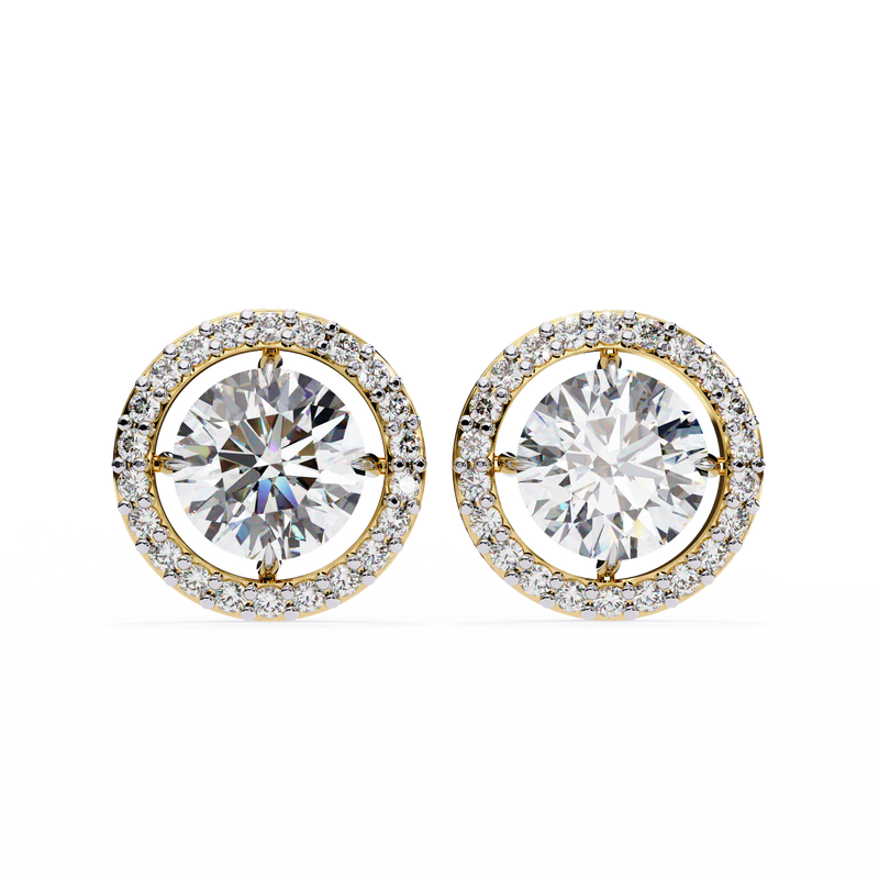 14K White Gold IGI Certified Round Diamond Halo Earrings, D-E Color, VVS/VS Clarity