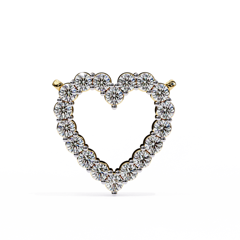 14K White Gold IGI Certified Round Heart Diamond Pendant – D-E Color, VVS–VS Clarity, Rabbit Ear Bail