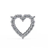 14K White Gold IGI Certified Round Heart Diamond Pendant – D-E Color, VVS–VS Clarity, Rabbit Ear Bail