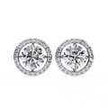 14K White Gold IGI Certified Round Diamond Halo Earrings, D-E Color, VVS/VS Clarity
