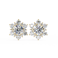 14K White Gold IGI Certified Round Diamond Flower Earrings, D-E Color, VVS/VS Clarity