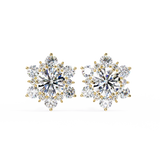 14K White Gold IGI Certified Round Diamond Flower Earrings, D-E Color, VVS/VS Clarity