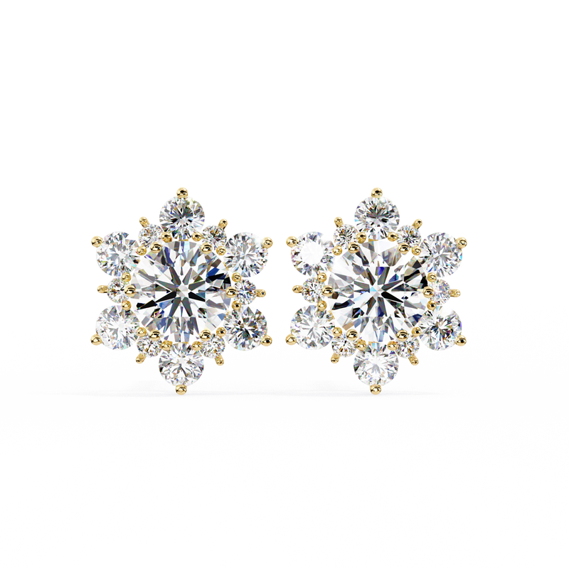 14K White Gold IGI Certified Round Diamond Flower Earrings, D-E Color, VVS/VS Clarity