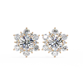 14K White Gold IGI Certified Round Diamond Flower Earrings, D-E Color, VVS/VS Clarity