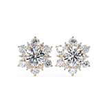 14K White Gold IGI Certified Round Diamond Flower Earrings, D-E Color, VVS/VS Clarity