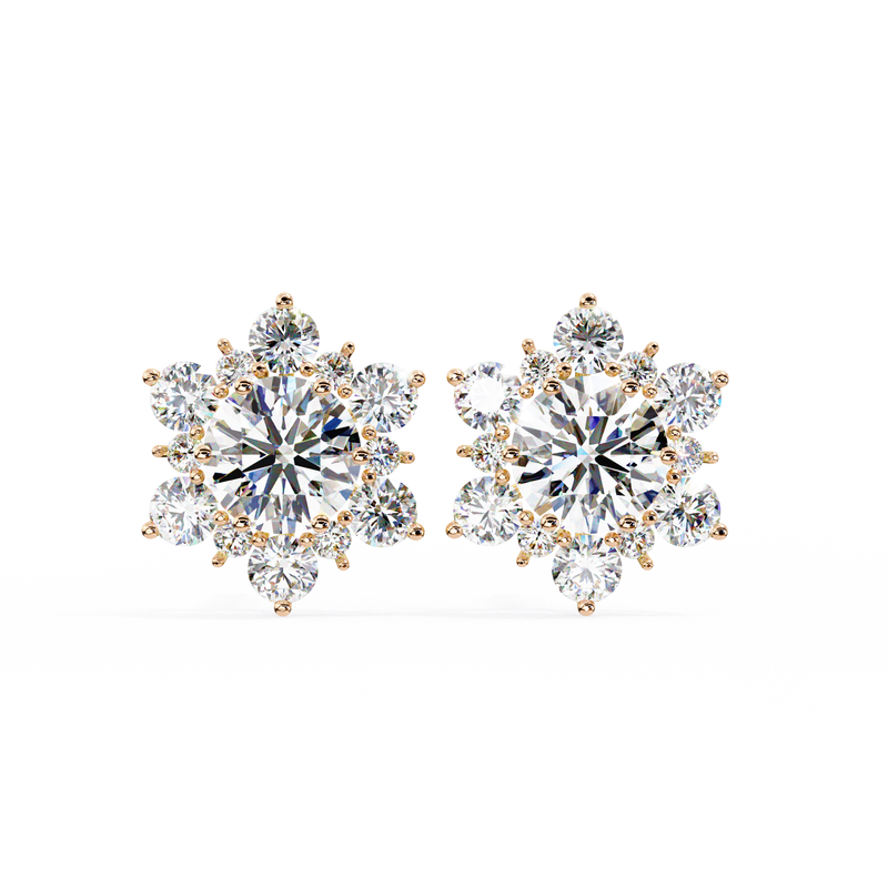 14K White Gold IGI Certified Round Diamond Flower Earrings, D-E Color, VVS/VS Clarity