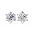 14K White Gold IGI Certified Round Diamond Flower Earrings, D-E Color, VVS/VS Clarity