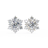 14K White Gold IGI Certified Round Diamond Flower Earrings, D-E Color, VVS/VS Clarity