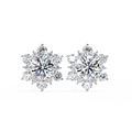 14K White Gold IGI Certified Round Diamond Flower Earrings, D-E Color, VVS/VS Clarity