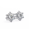 14K White Gold IGI Certified Round Diamond Flower Earrings, D-E Color, VVS/VS Clarity