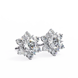 14K White Gold IGI Certified Round Diamond Flower Earrings, D-E Color, VVS/VS Clarity