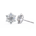 14K White Gold IGI Certified Round Diamond Flower Earrings, D-E Color, VVS/VS Clarity