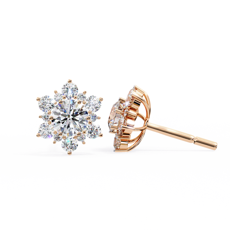 14K White Gold IGI Certified Round Diamond Flower Earrings, D-E Color, VVS/VS Clarity
