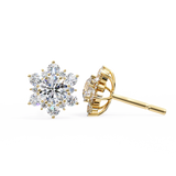 14K White Gold IGI Certified Round Diamond Flower Earrings, D-E Color, VVS/VS Clarity