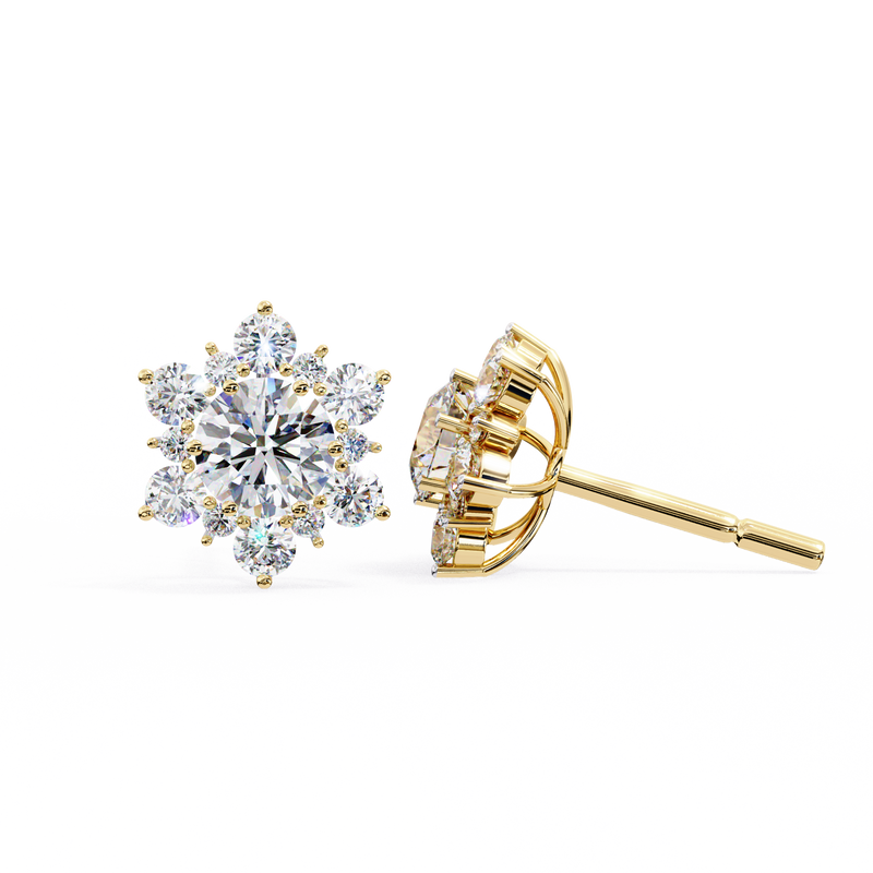 14K White Gold IGI Certified Round Diamond Flower Earrings, D-E Color, VVS/VS Clarity