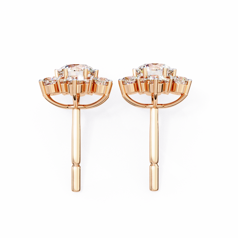 14K White Gold IGI Certified Round Diamond Flower Earrings, D-E Color, VVS/VS Clarity