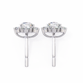 14K White Gold IGI Certified Round Diamond Flower Earrings, D-E Color, VVS/VS Clarity