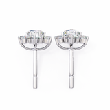 14K White Gold IGI Certified Round Diamond Flower Earrings, D-E Color, VVS/VS Clarity