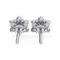 14K White Gold IGI Certified Round Diamond Flower Earrings, D-E Color, VVS/VS Clarity