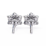 14K White Gold IGI Certified Round Diamond Flower Earrings, D-E Color, VVS/VS Clarity