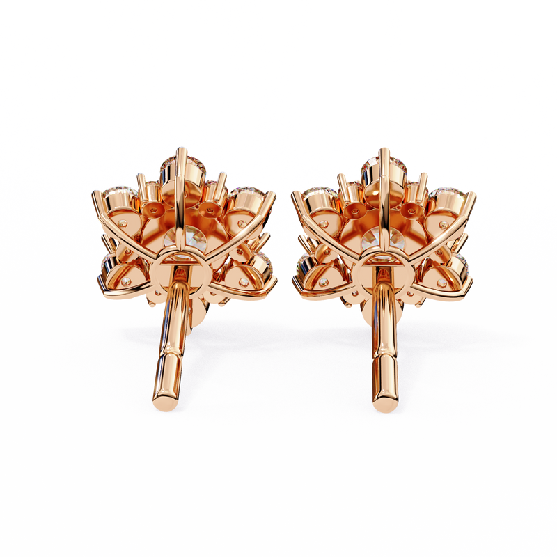 14K White Gold IGI Certified Round Diamond Flower Earrings, D-E Color, VVS/VS Clarity