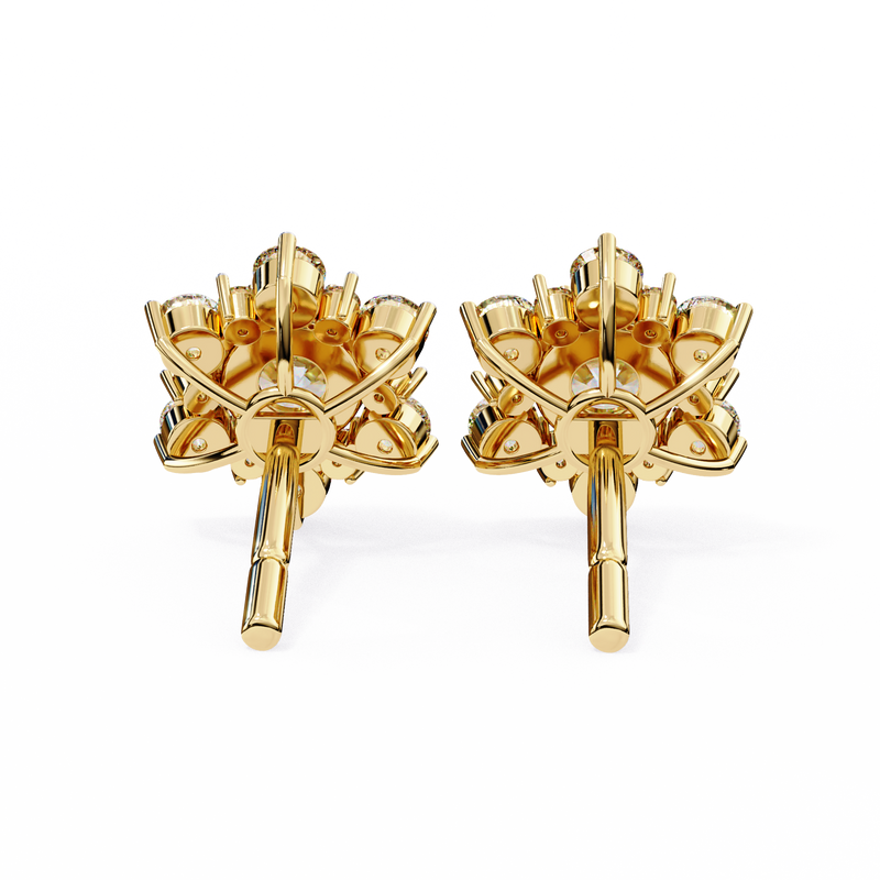 14K White Gold IGI Certified Round Diamond Flower Earrings, D-E Color, VVS/VS Clarity