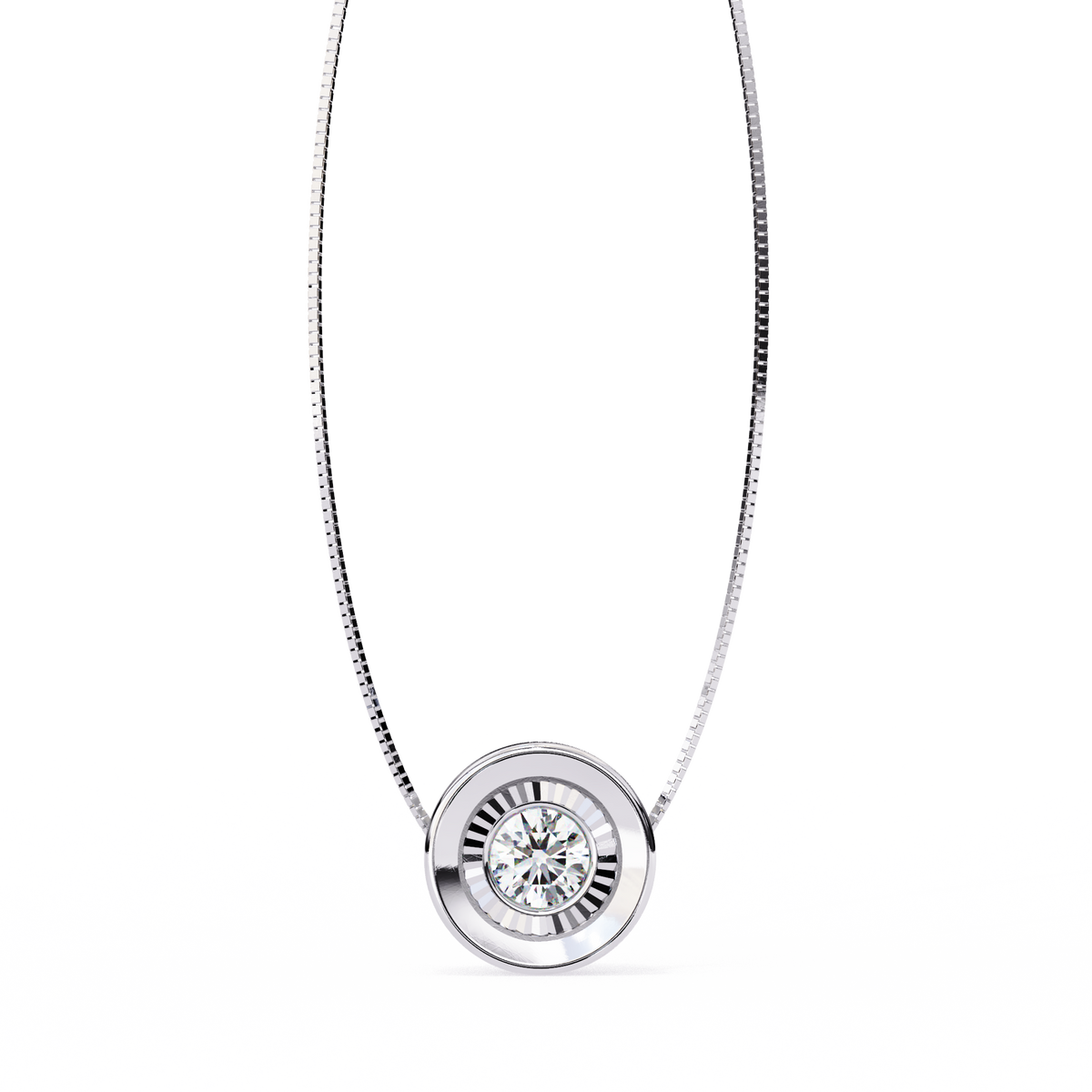 14K White Gold IGI Certified Round Diamond Solitaire Pendant – D-E Color, VVS–VS Clarity, Pass Through Design