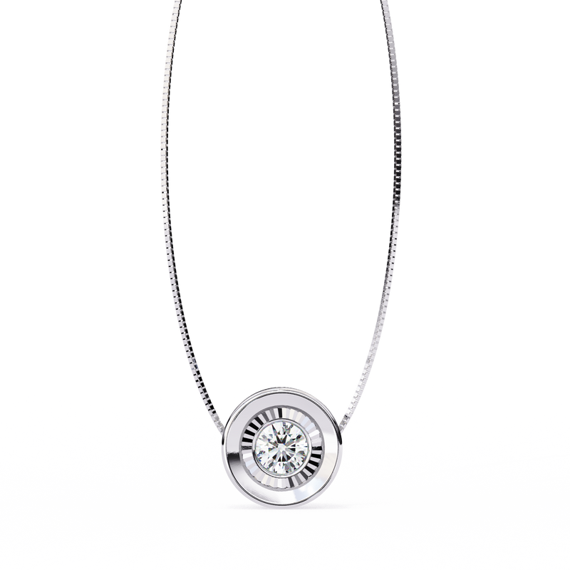 14K White Gold IGI Certified Round Diamond Solitaire Pendant – D-E Color, VVS–VS Clarity, Pass Through Design