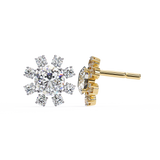 14K White Gold IGI Certified Round Diamond Flower Earrings, D-E Color, VVS/VS Clarity