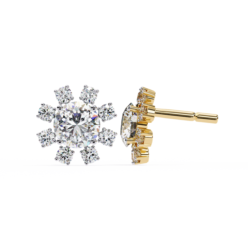 14K White Gold IGI Certified Round Diamond Flower Earrings, D-E Color, VVS/VS Clarity