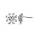 14K White Gold IGI Certified Round Diamond Flower Earrings, D-E Color, VVS/VS Clarity