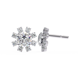 14K White Gold IGI Certified Round Diamond Flower Earrings, D-E Color, VVS/VS Clarity