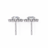 14K White Gold IGI Certified Round Diamond Flower Earrings, D-E Color, VVS/VS Clarity