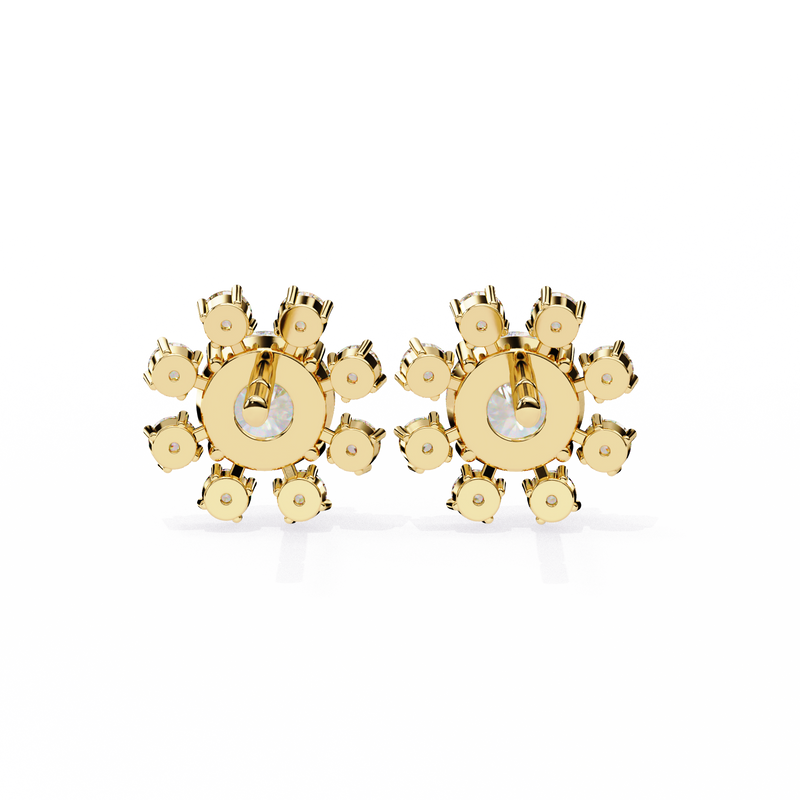 14K White Gold IGI Certified Round Diamond Flower Earrings, D-E Color, VVS/VS Clarity