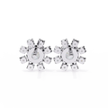 14K White Gold IGI Certified Round Diamond Flower Earrings, D-E Color, VVS/VS Clarity