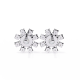 14K White Gold IGI Certified Round Diamond Flower Earrings, D-E Color, VVS/VS Clarity
