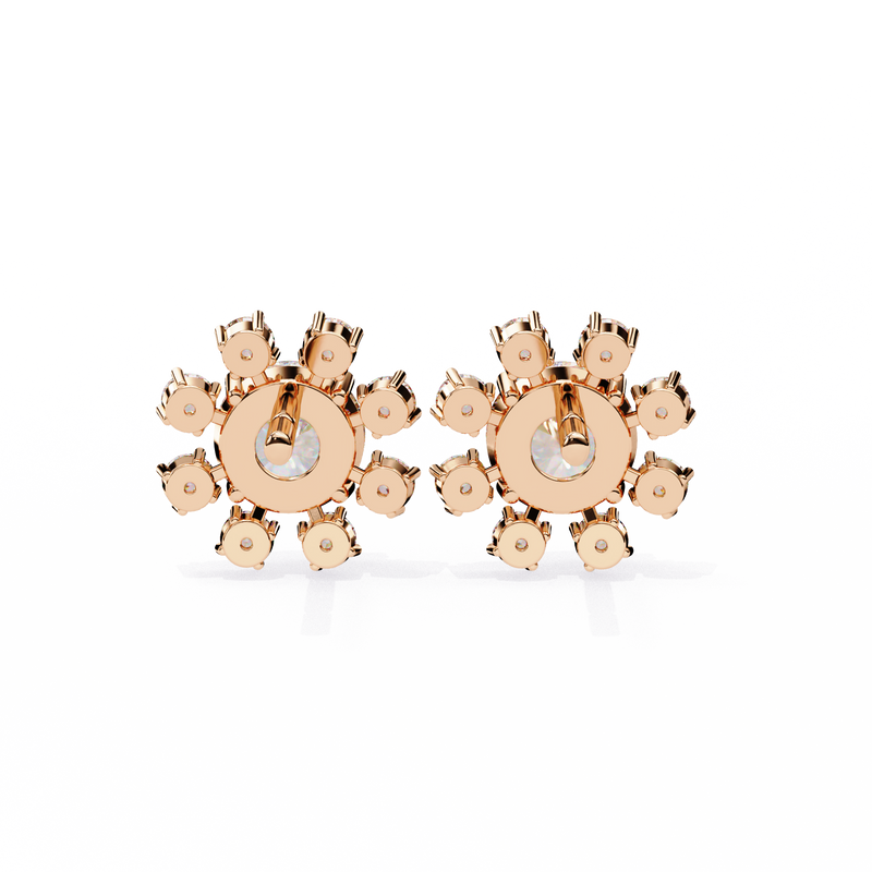 14K White Gold IGI Certified Round Diamond Flower Earrings, D-E Color, VVS/VS Clarity