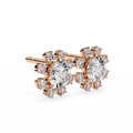 14K White Gold IGI Certified Round Diamond Flower Earrings, D-E Color, VVS/VS Clarity
