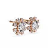 14K White Gold IGI Certified Round Diamond Flower Earrings, D-E Color, VVS/VS Clarity