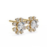 14K White Gold IGI Certified Round Diamond Flower Earrings, D-E Color, VVS/VS Clarity