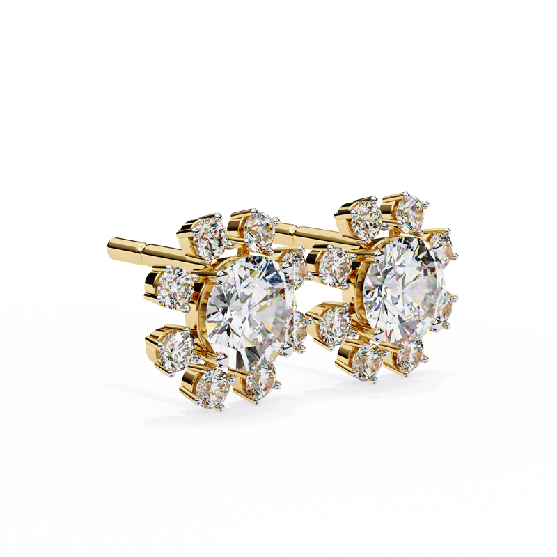 14K White Gold IGI Certified Round Diamond Flower Earrings, D-E Color, VVS/VS Clarity